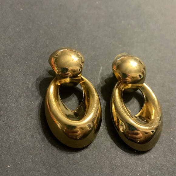 Gold Door Knocker Post Earrings - Picture 2 of 4